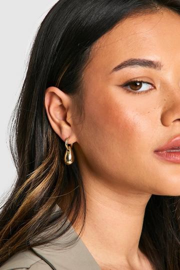 Teardrop Drop Hoop Earrings gold