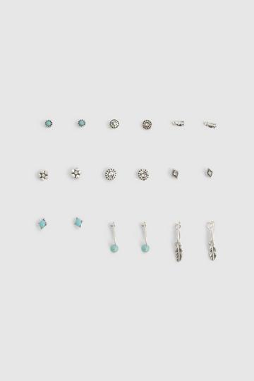 Western Earring 9 Pack silver