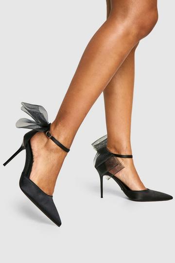 Black Limited Edition Organza Bow Satin Court Heels