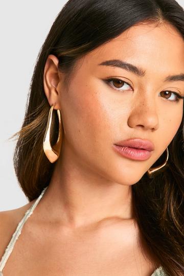 Chunky Abstract Gold Hoop Earrings gold