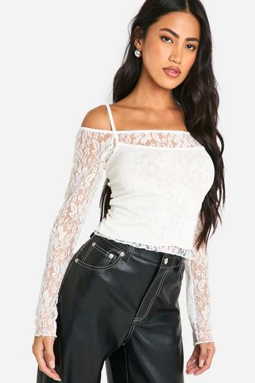 White Lace 2 in 1 Bardot Top