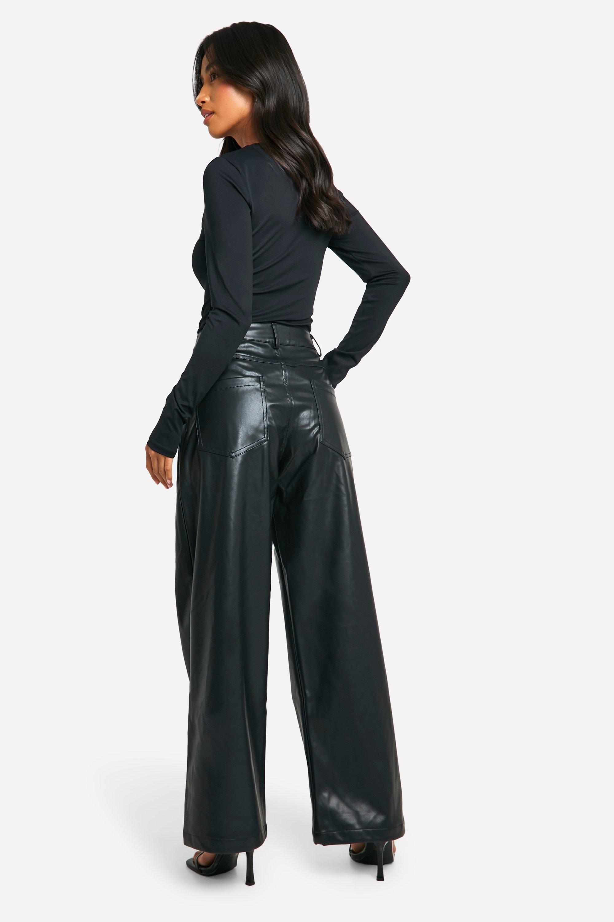 Petite faux leather trousers discount