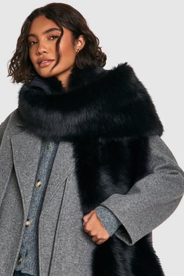 Black Faux Fur Oversized Scarf