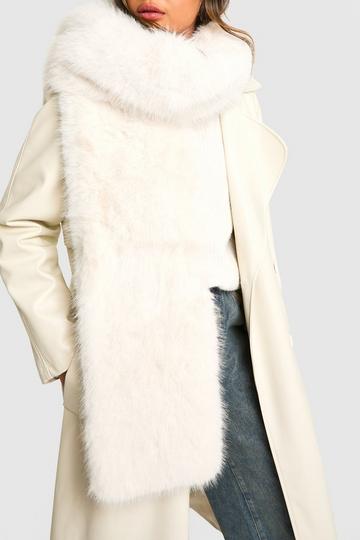 White Faux Fur Oversized Scarf