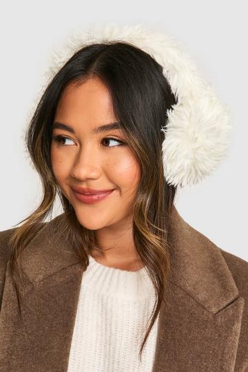 Fluffy Faux Fur Earmuffs ivory