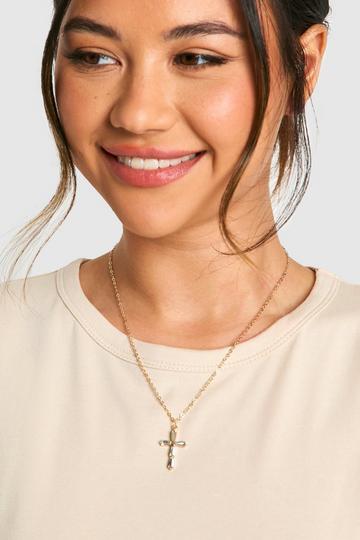 Diamante Cross Necklace gold