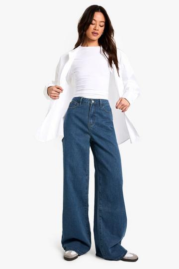 Tall Basic 36 Inch Wide Leg Jeans mid blue