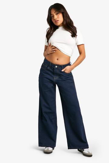 Petite 26 Inch Basic Wide Leg Jean dark indigo