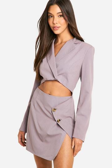 Pinstripe Cut Out Blazer Dress taupe