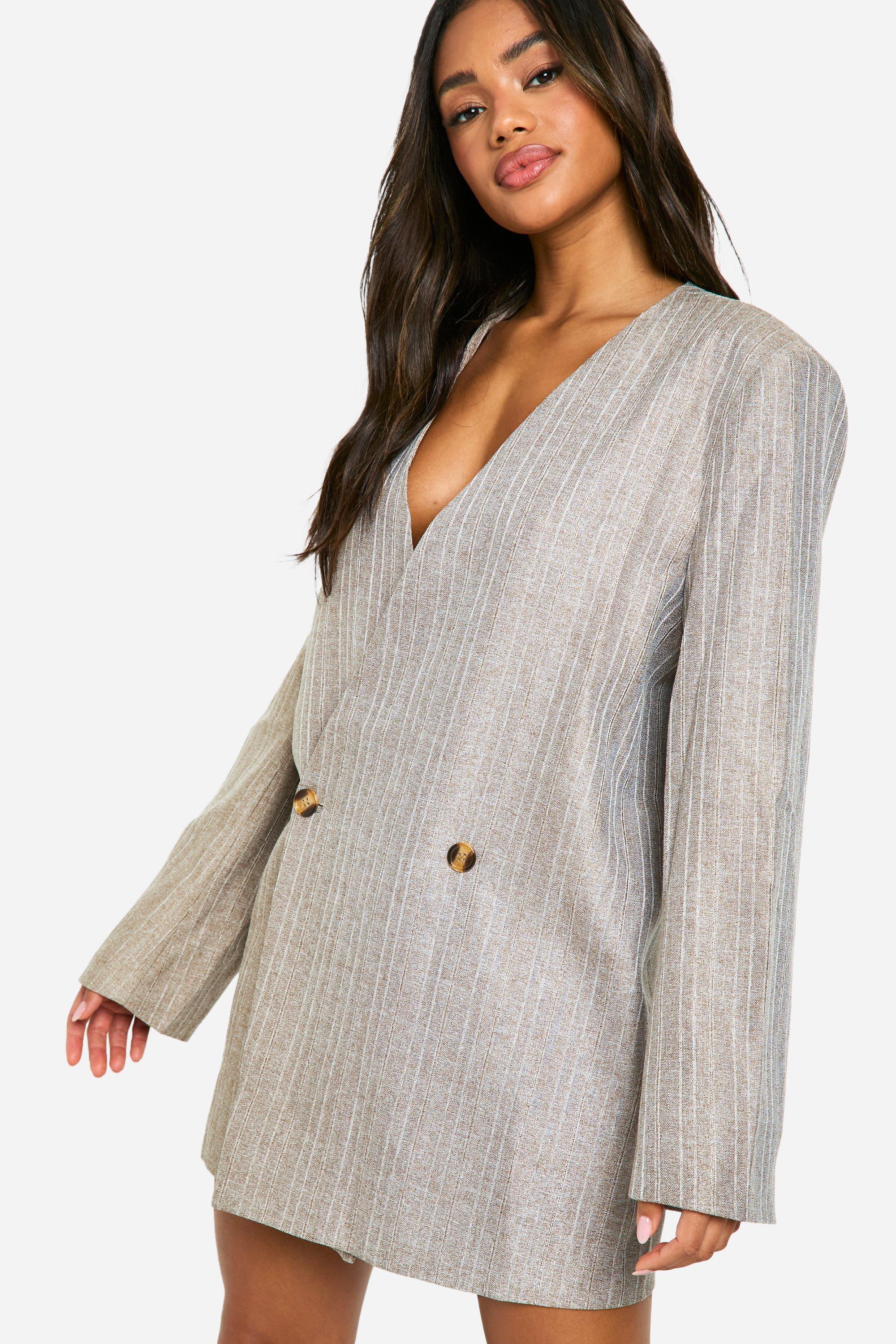 Vestito Blazer Premium oversize glitterato a righe verticali boohoo IT