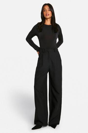 Black Petite Essential Wide Leg Tailored Trousers