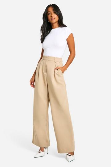 Petite Wide Leg Dress Pants stone