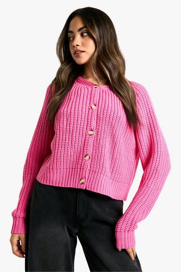 Knitted Button Through Cardigan pink