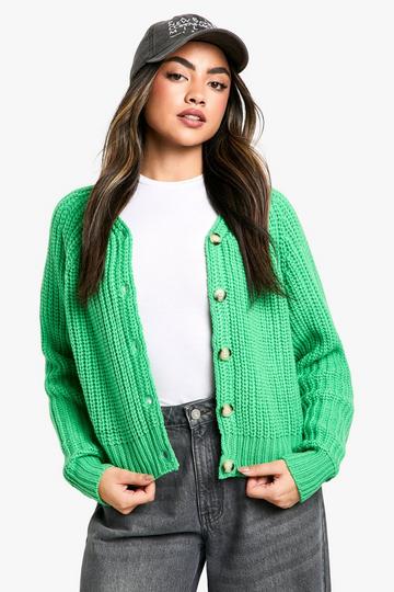 Knitted Button Through Cardigan green