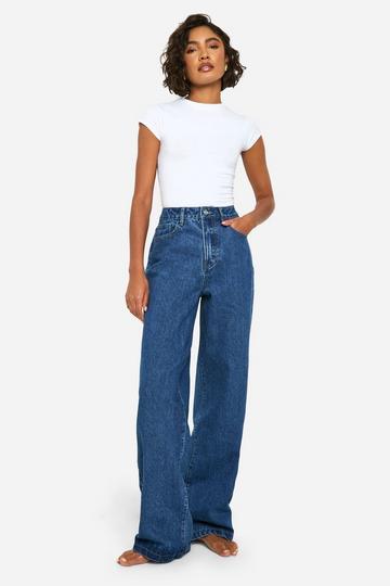 Tall Basic High Waist Wide Leg Jeans mid blue