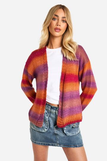 Korte Gebreide Ombre Baggy Cardigan pink