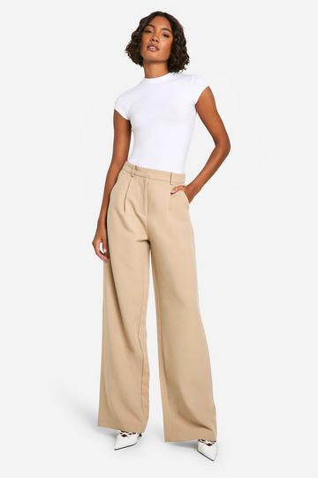 Tall Getailleerde Wide Leg Broek stone