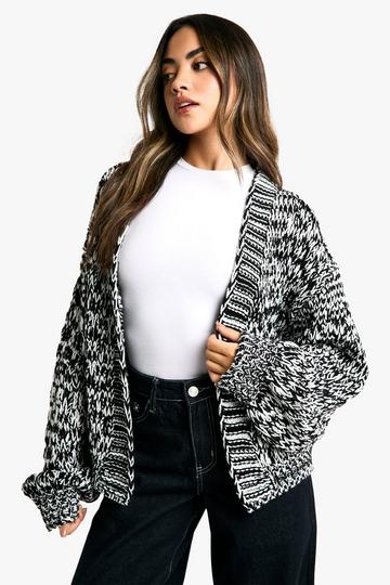 Marl Chunky Knitted Cardigan black