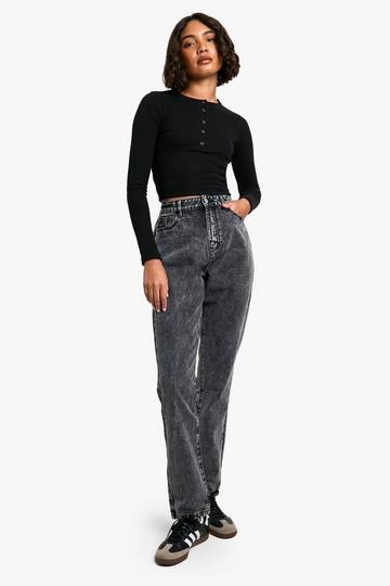 Tall Basics High Waisted Mom Jeans washed black