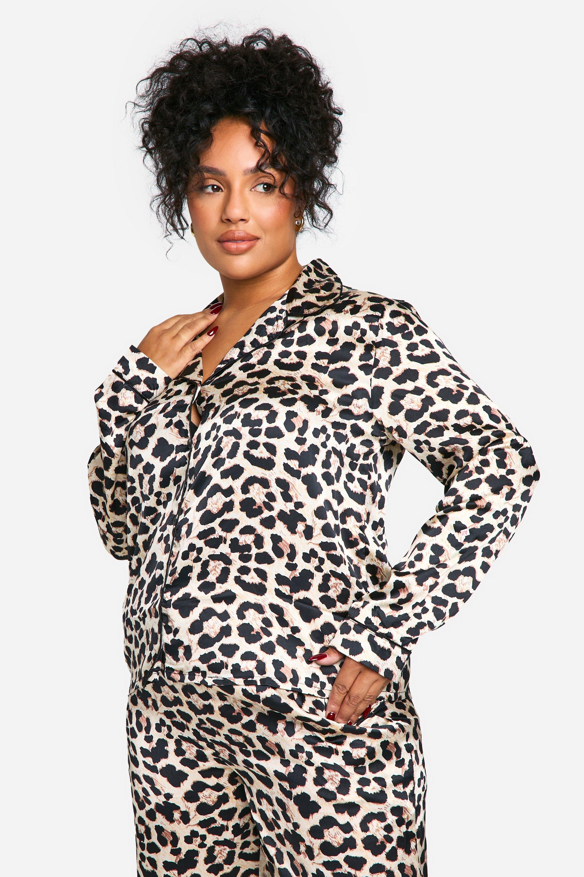 Plus Leopard Satin Trouser Pj Set boohoo CA