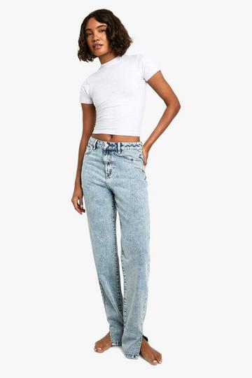 Tall Basics Split Hem Straight Leg Jeans light blue