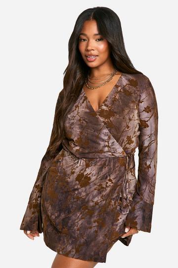 Plus Devore Wrap Dress multi