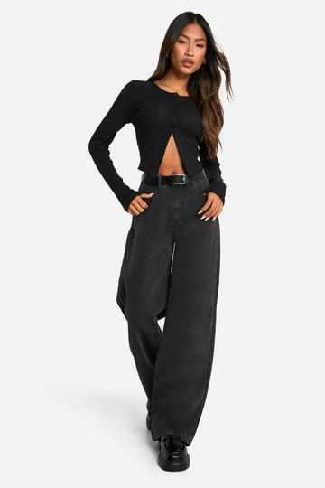 Basic High Rise Wide Leg Jeans black