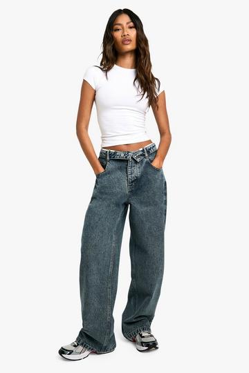 Boohoo Basics Slouchy Wide Leg Jeans vintage wash