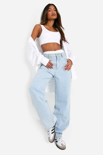 Boohoo Basics High Waisted Boyfriend Jeans bleached blue