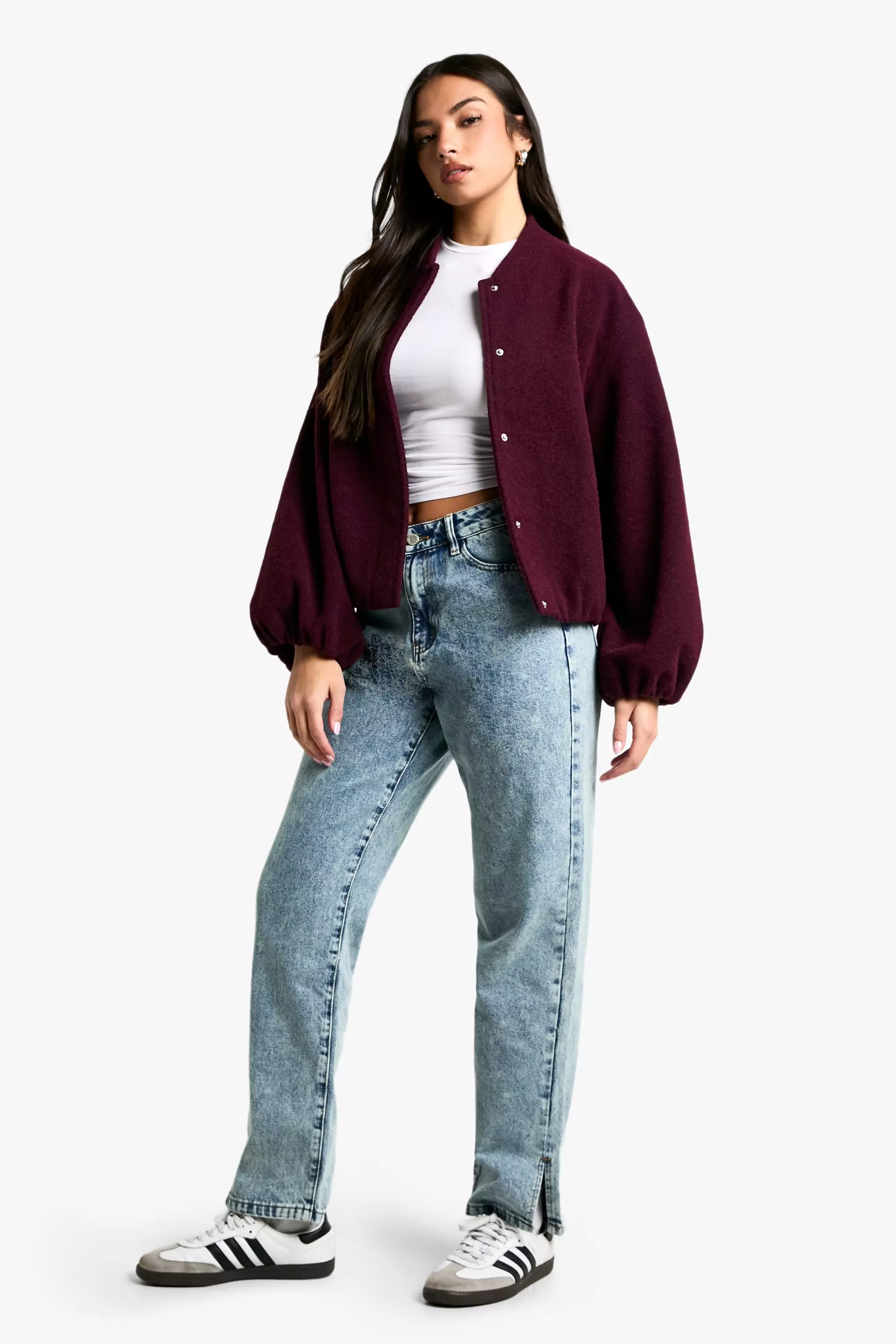 Light blue Basics High Waisted Split Hem Straight Leg Jeans alternative image