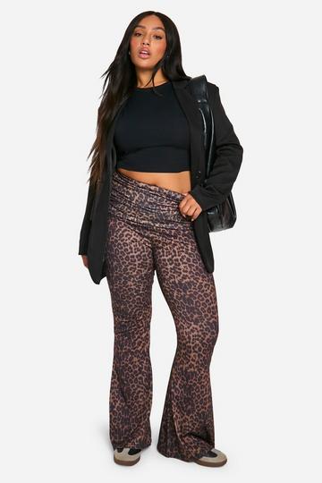 PLUS LEOPARD FOLDOVER WAIST FLARES leopard