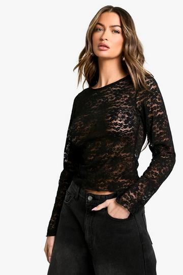 Black Lace Long Sleeve Top