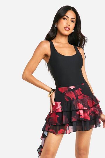 Floral ruffle mesh skirt floral