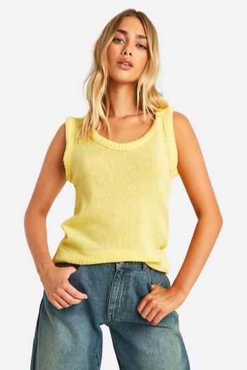 Rib Detail Loose Knitted Tank Top butter