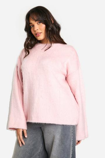 Plus Fluffy Knit Jumper baby pink