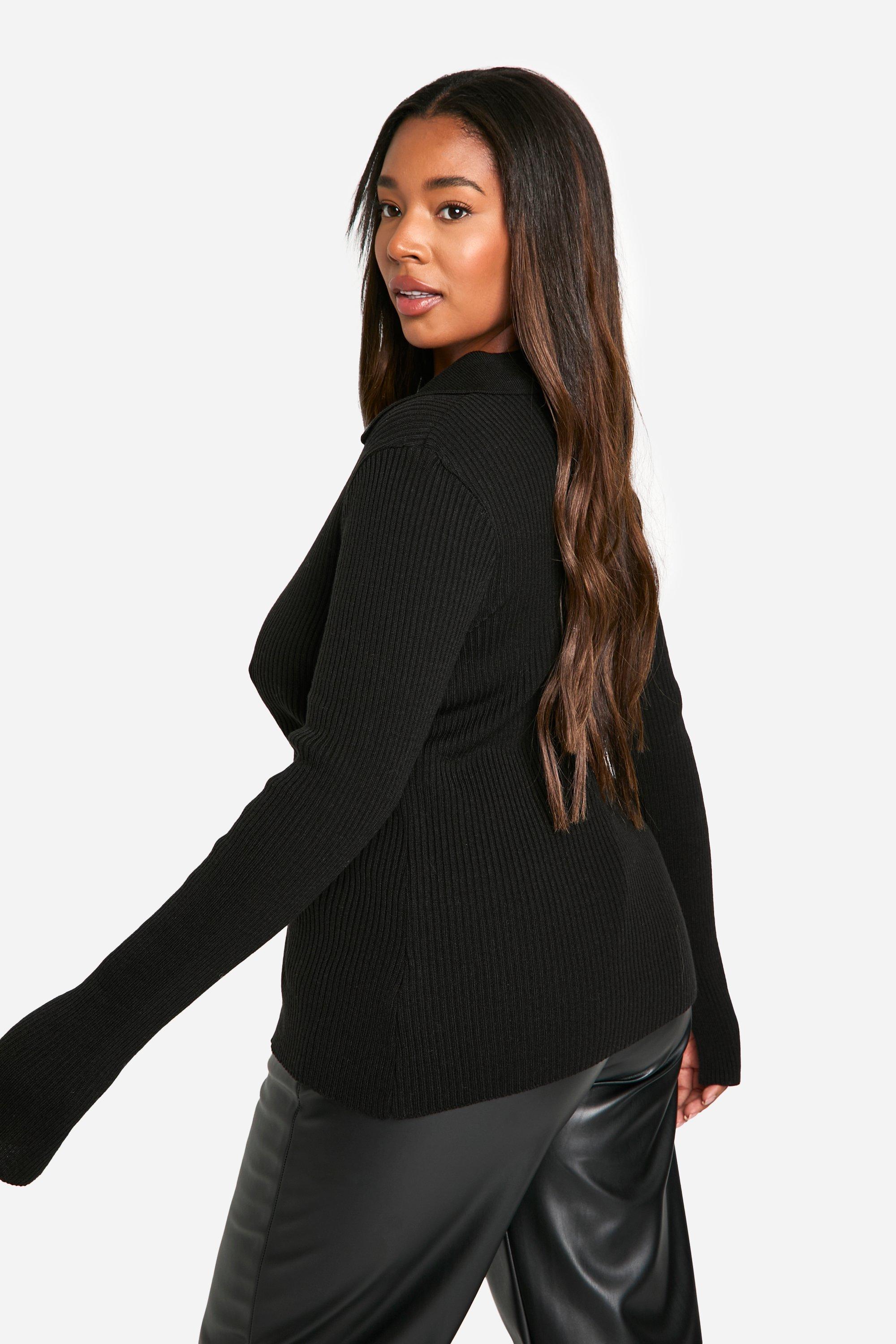 Plus Lace Up Collared Jumper boohoo