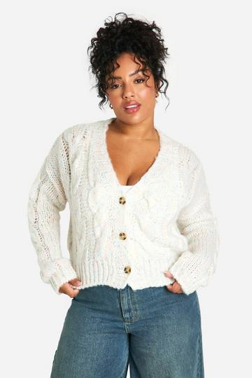 Plus Speckle Knitted Cardigan cream