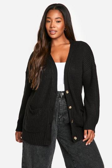 Black Plus Oversized Cardigan