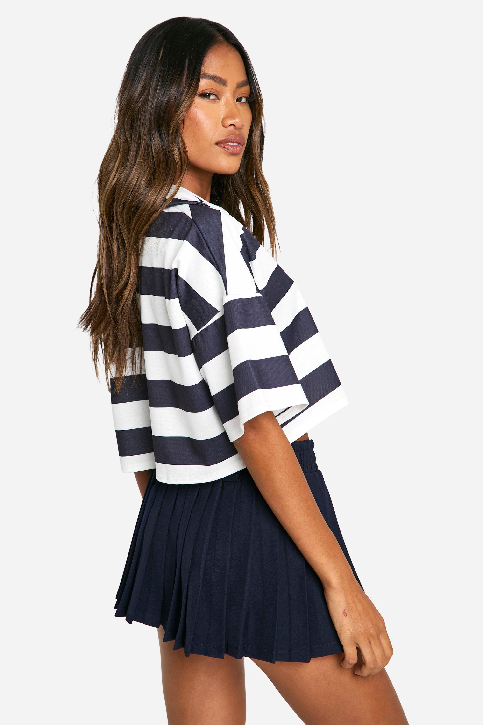 Stripe Collared Rugby Top boohoo AU