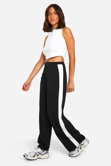 Stripe Side Wide Leg Pants black