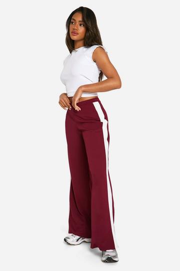 Stripe Side Wide Leg Pants wine