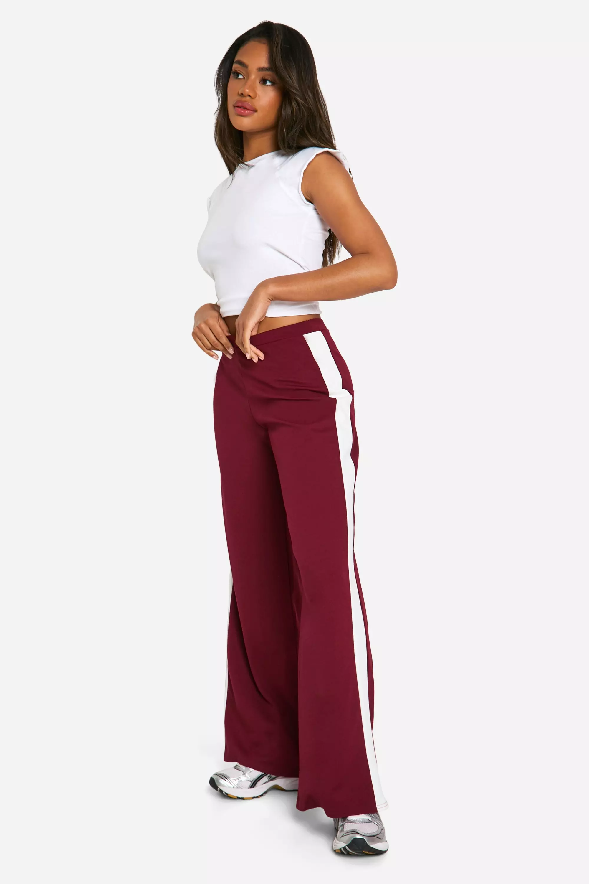 Wine Stripe Side Wide Leg Trouser alternative image