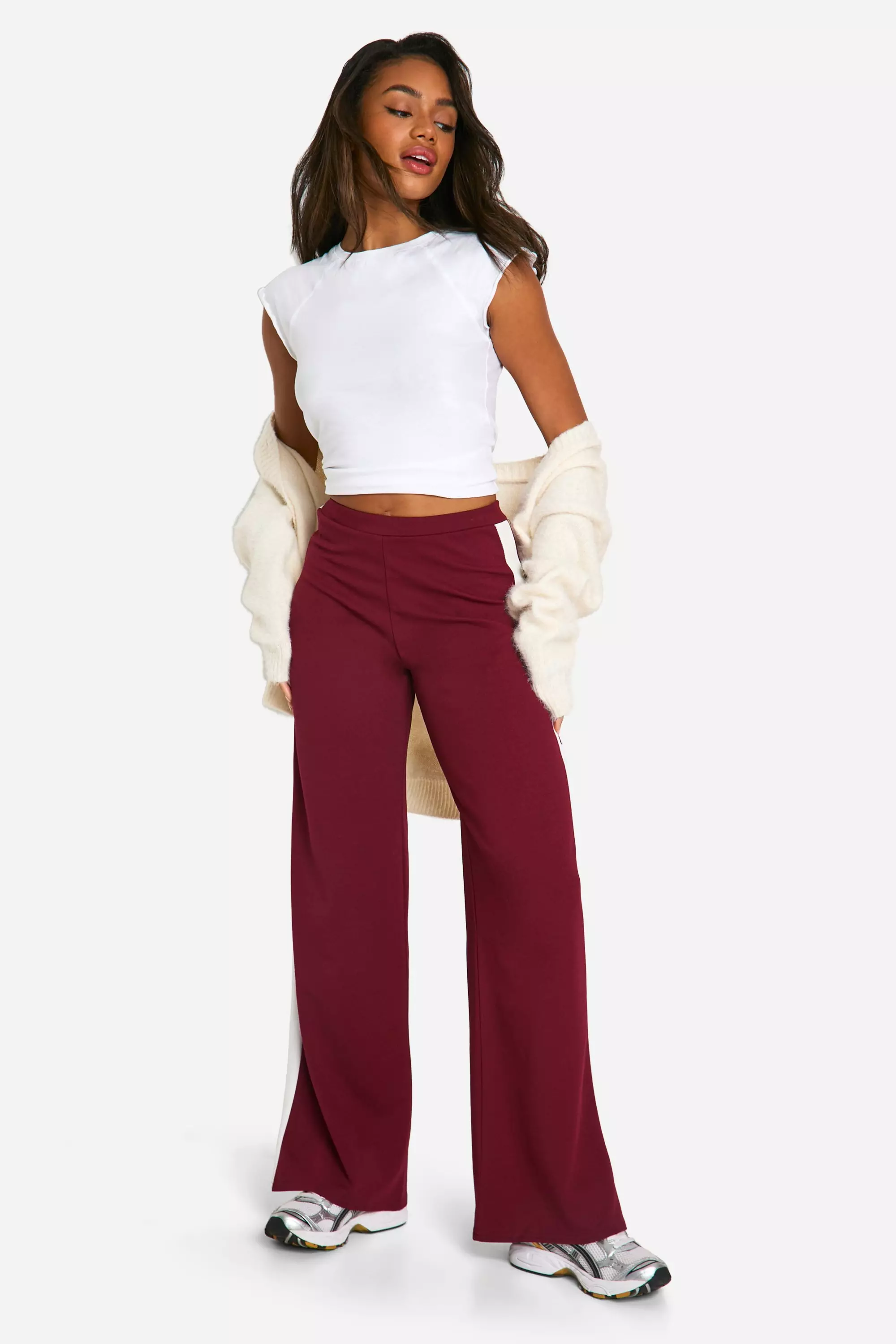 Wine Stripe Side Wide Leg Trouser alternative image