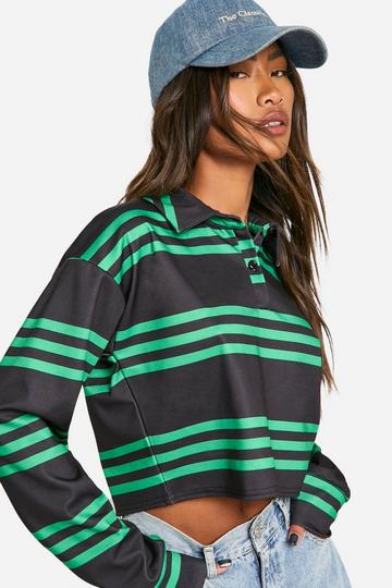 Stripe Collared Rugby Top green