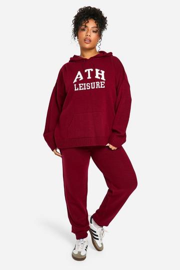 Plus Gebreid Ath Trainingspak burgundy