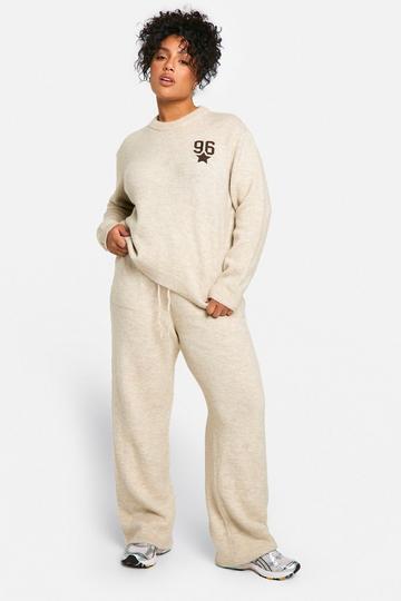 Plus Wide Leg Tracksuit And Sweat cream