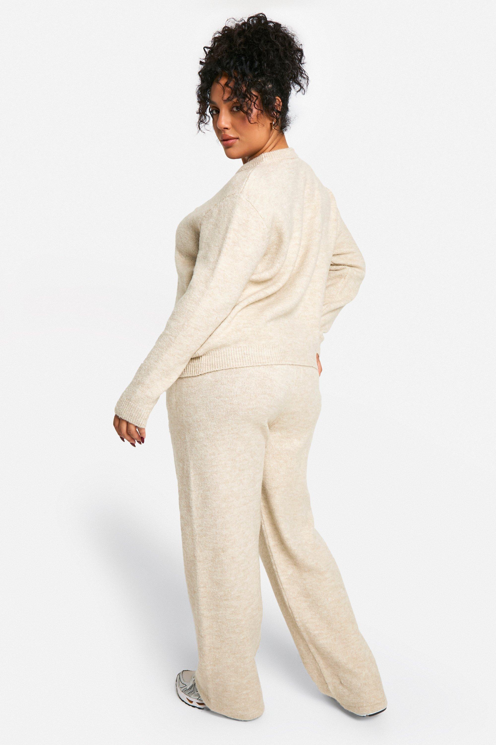 boohoo Plus Wide Leg Tracksuit and Sweat White Size 20 22