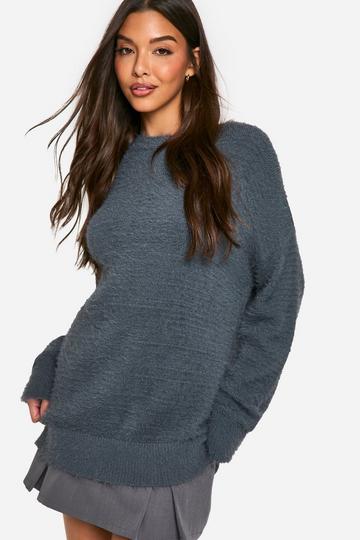 Fluffy Knitted Oversized Jumper charcoal