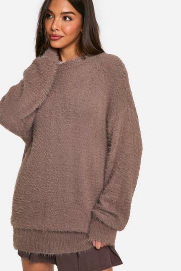 Fluffy Knitted Oversized Jumper chocolate