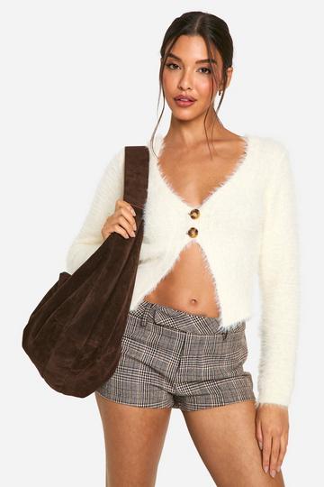 Fluffy Knitted Button Cardigan cream